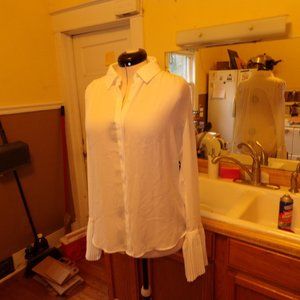 Frame cream sheer button-down blouse